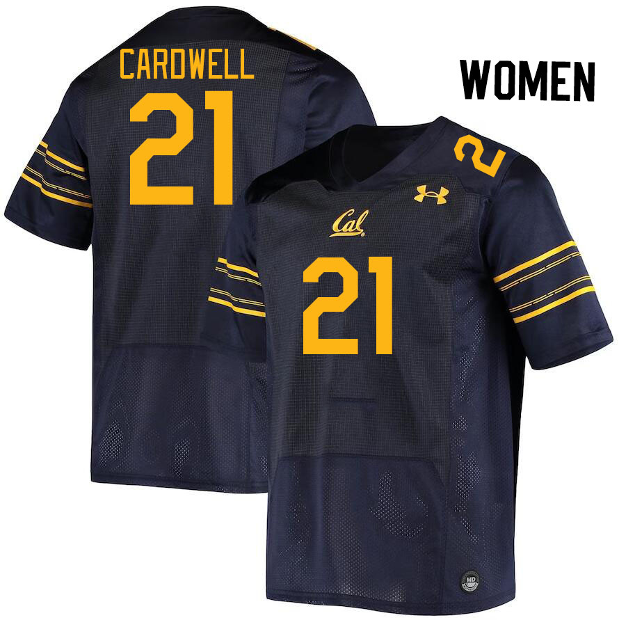 Women #21 Byron Cardwell California Golden Bears College Football Jerseys Stitched Sale-Navy